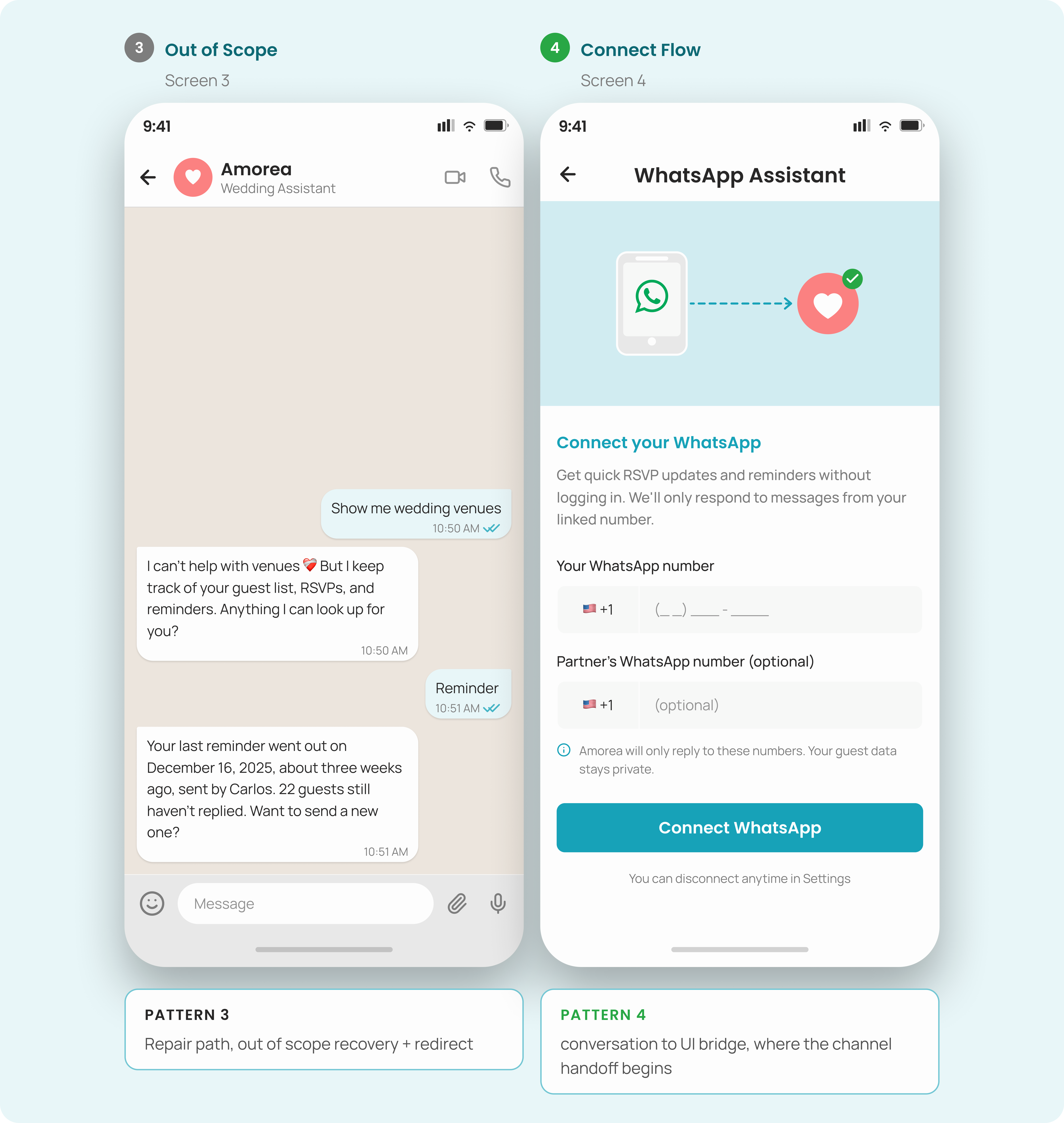 Amorea assistant interaction patterns